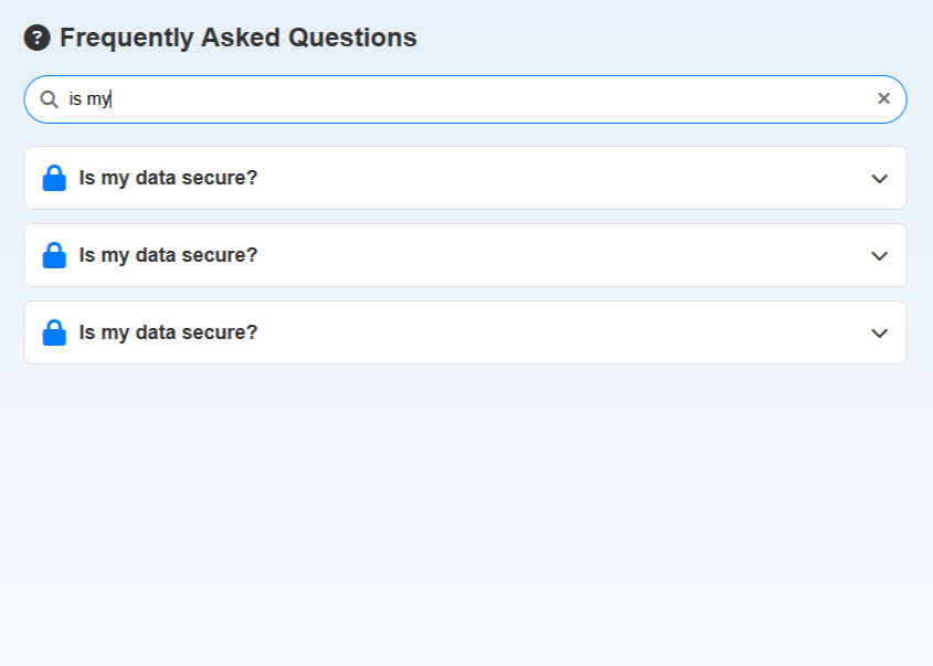 Interactive FAQ Accordion UI Component with Illustrated Icons for Websites - Responsive, Customizable, SEO-Friendly