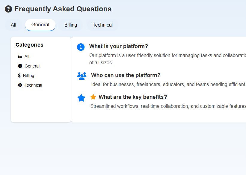 Tabbed FAQ Navigator UI Component with Hero Images - 9 Responsive FAQs, SEO-Optimized