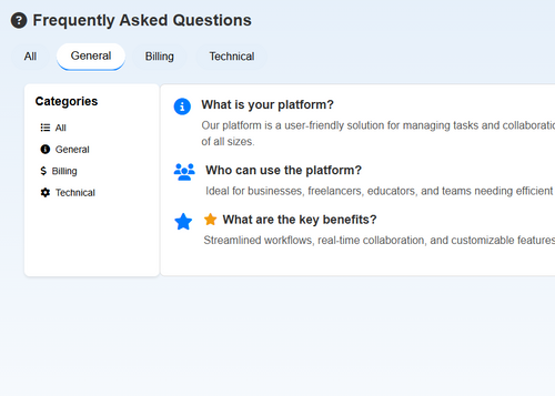Tabbed FAQ Navigator UI Component with Hero Images - 9 Responsive FAQs, SEO-Optimized