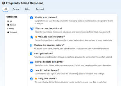 Tabbed FAQ Navigator UI Component with Hero Images - 9 Responsive FAQs, SEO-Optimized